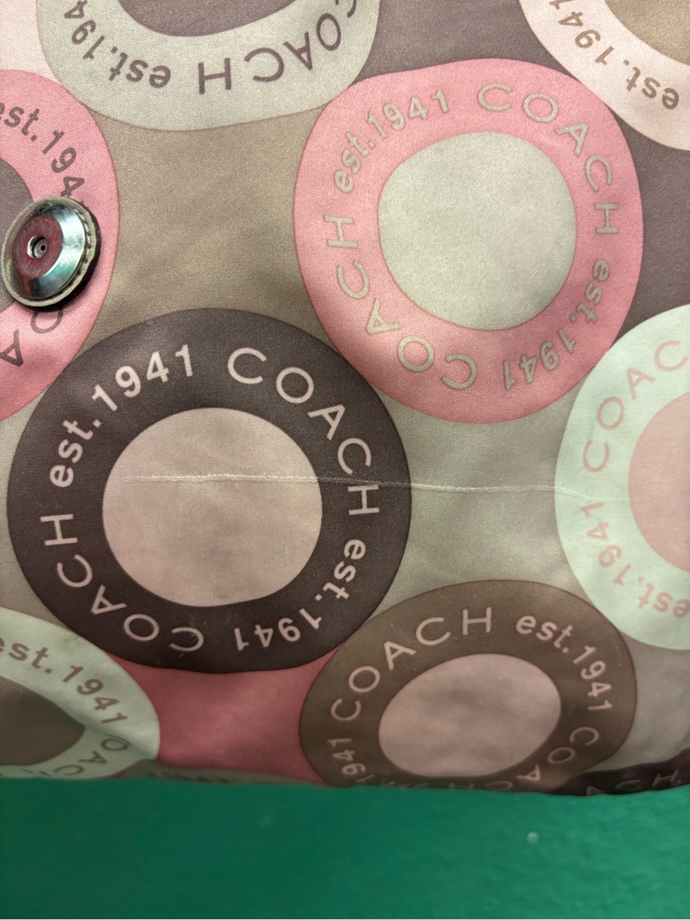 Coach Pink, Taupe & Cream Circle Signature Shoulder Bag - Picture 3 of 8